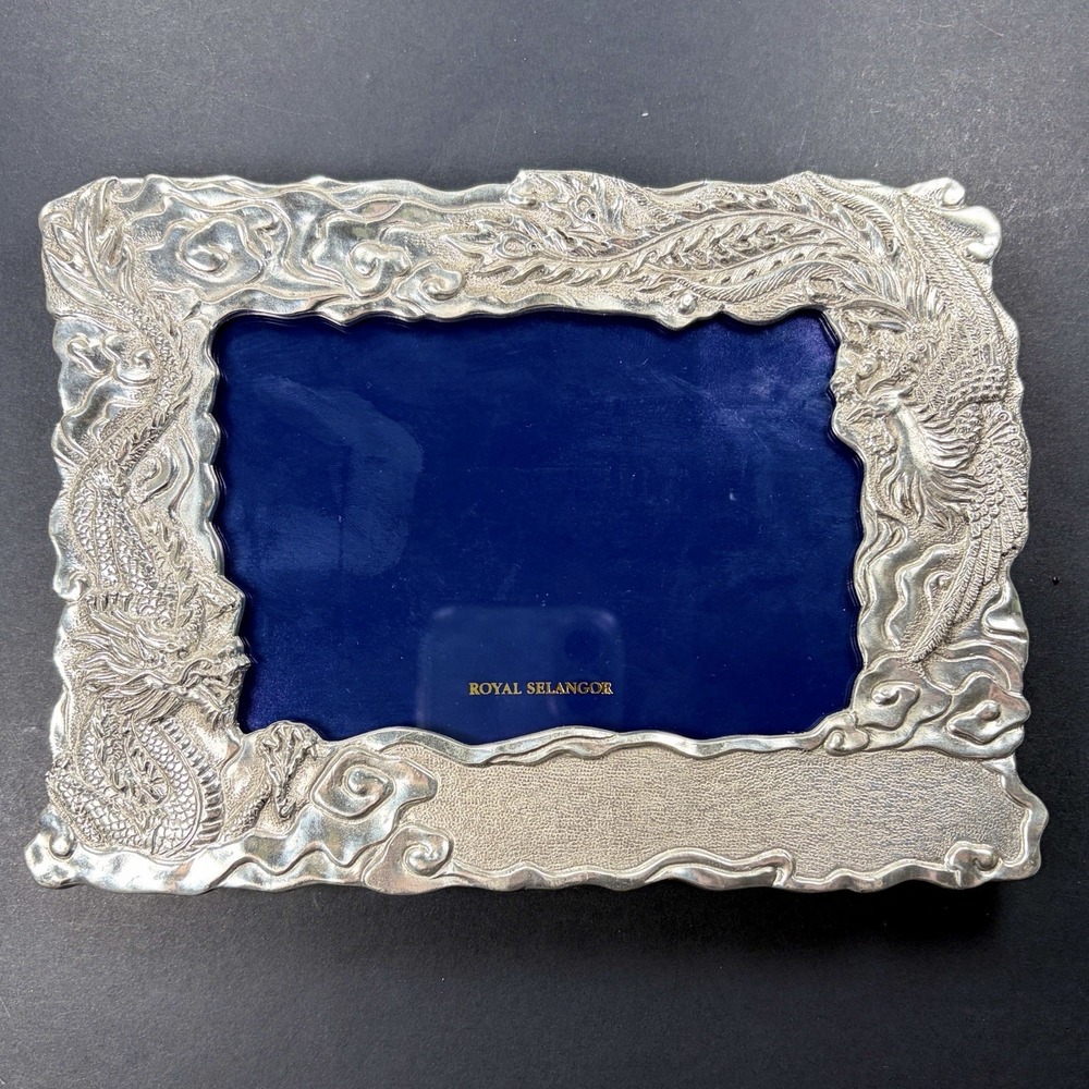 1996 Royal Selangor Pewter Dragon Phoenix Picture Frame 3.5x5 #3425